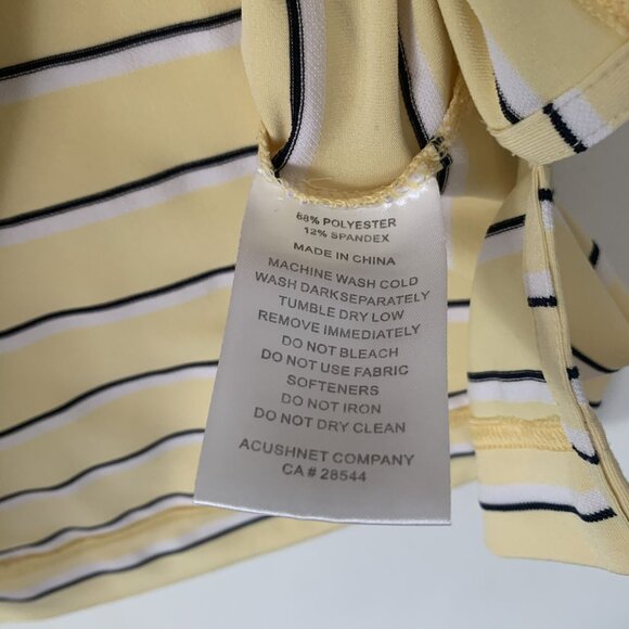 Footjoy Yellow Striped Short Sleeve Polo Shirt VCSP Crest Logo XL Golf Stretch - Picture 7 of 8